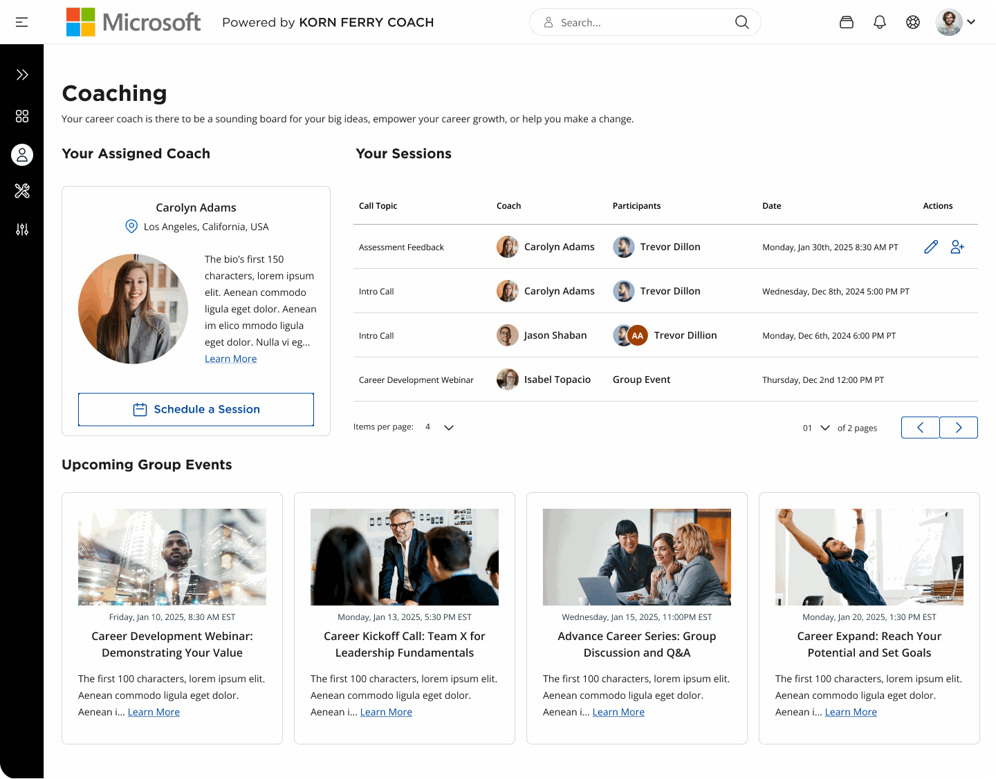 Full product dashboard themed for Microsoft