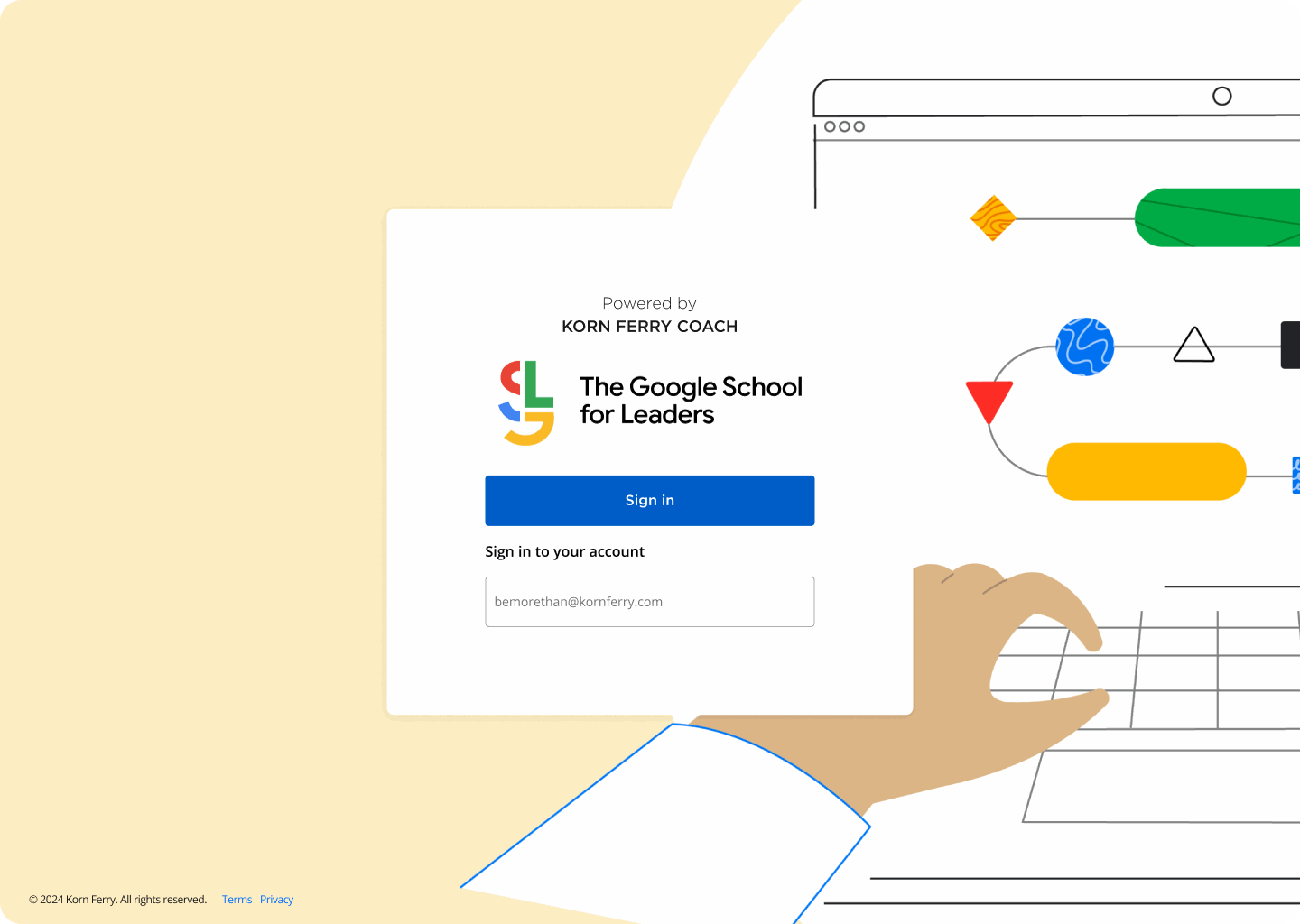 White-labeled sign-in screen themed for The Google School for Leaders