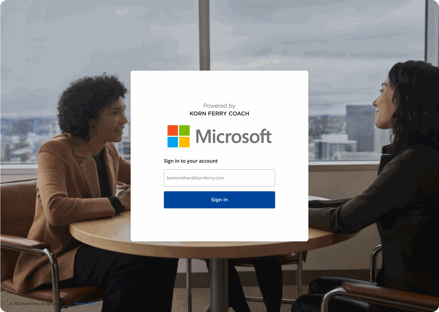 White-labeled sign-in screen themed for Microsoft