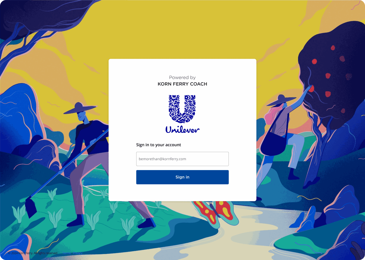 White-labeled sign-in screen themed for Unilever