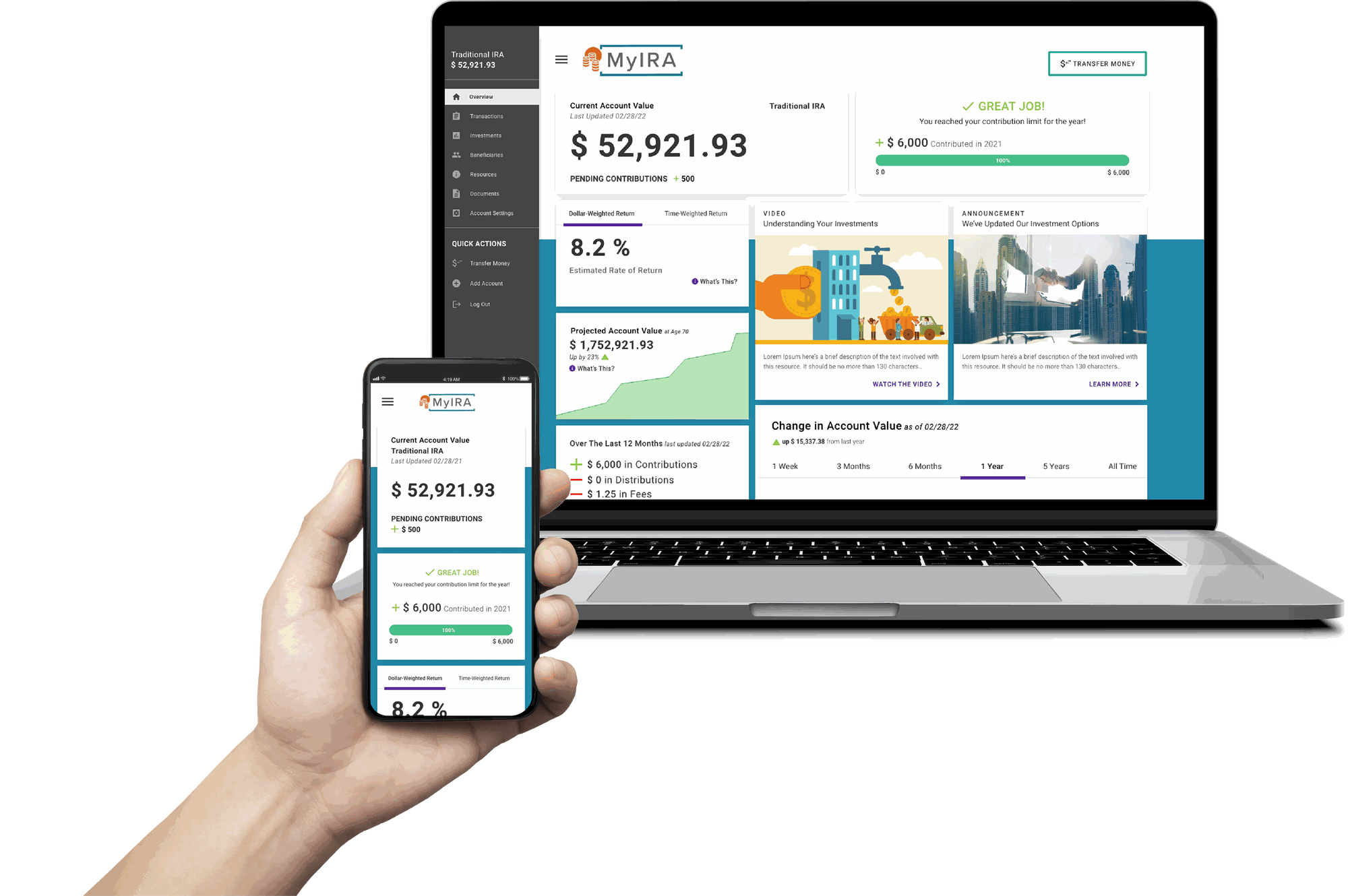 IRA account portal dashboard overview