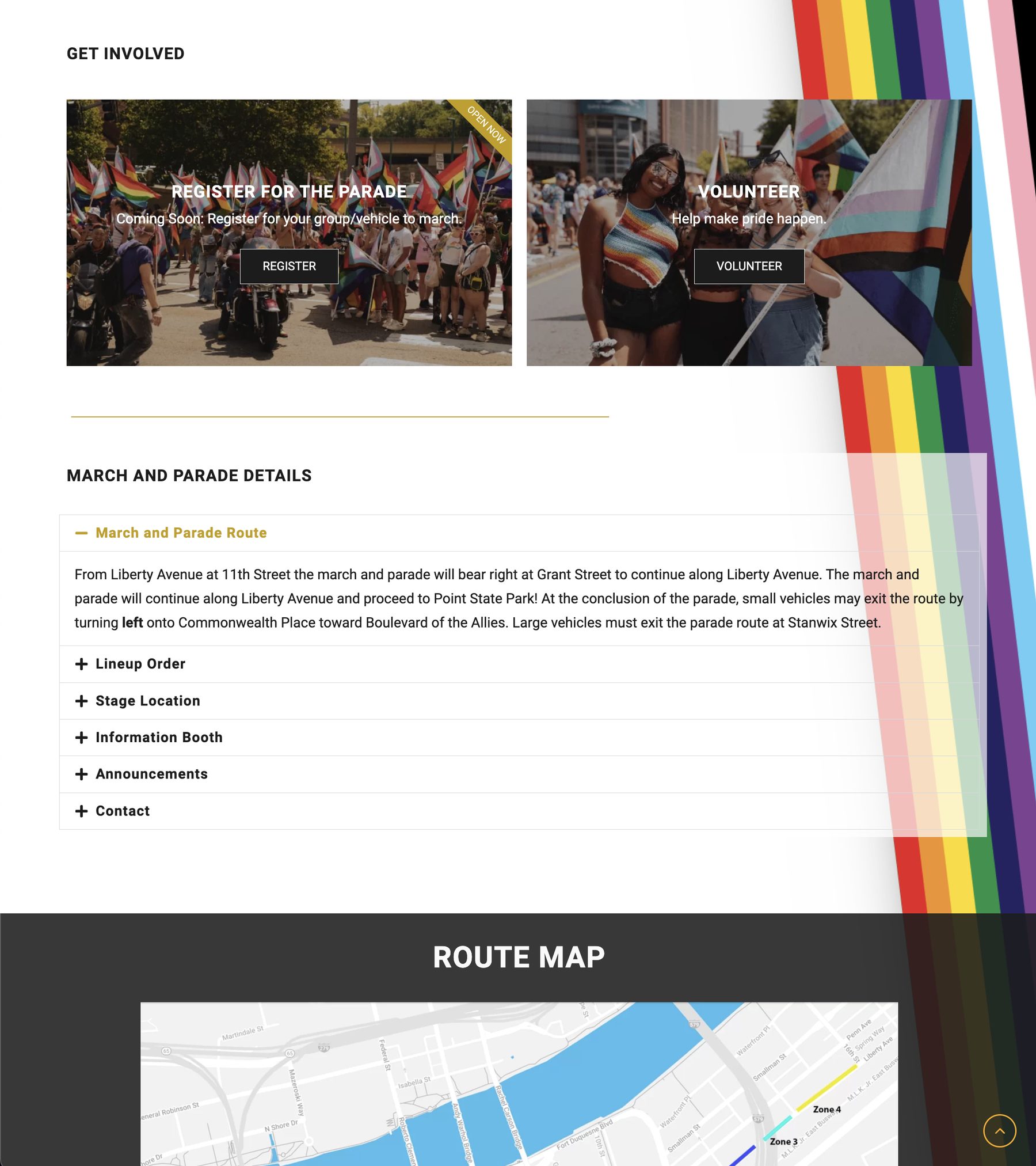 Redesigned Pittsburgh Pride event details page