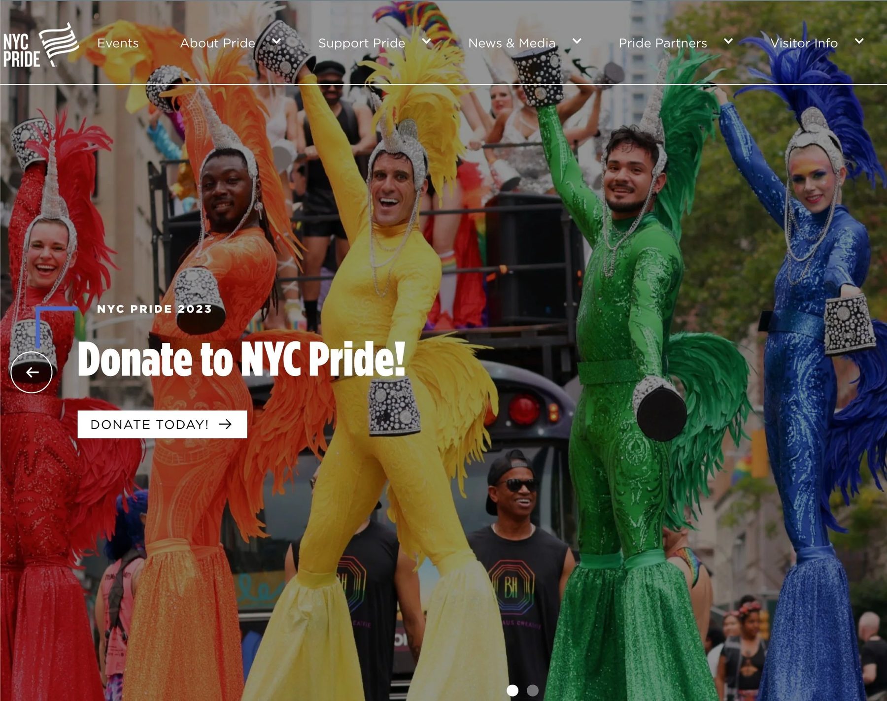 Screenshot of the NYC Pride website, used as a comparative reference